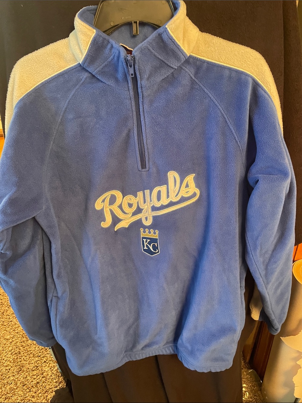 Majestic Royals Blue and Cream Quarter-Zip Fleece